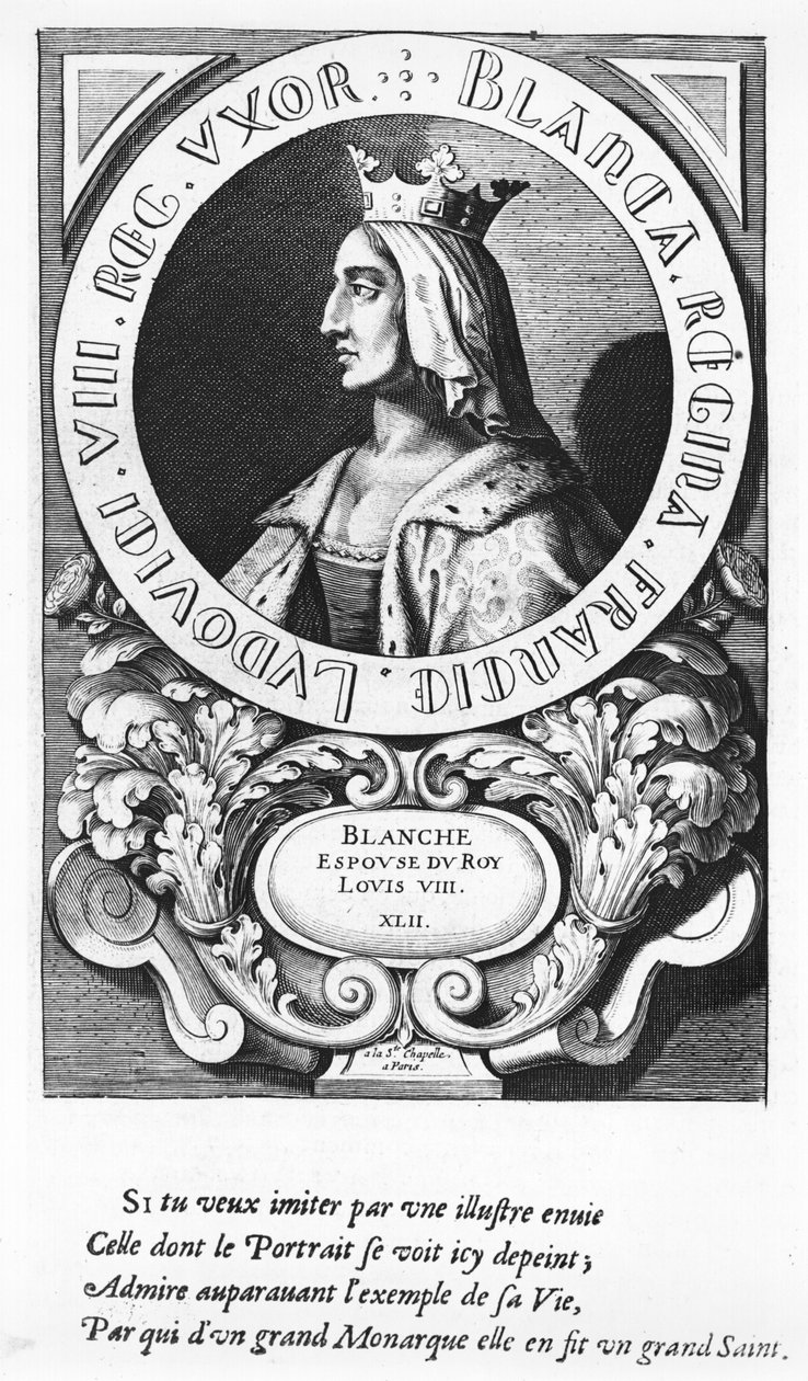 Porträtt av Blanche av Kastilien (1185-1252), 1643 av French School