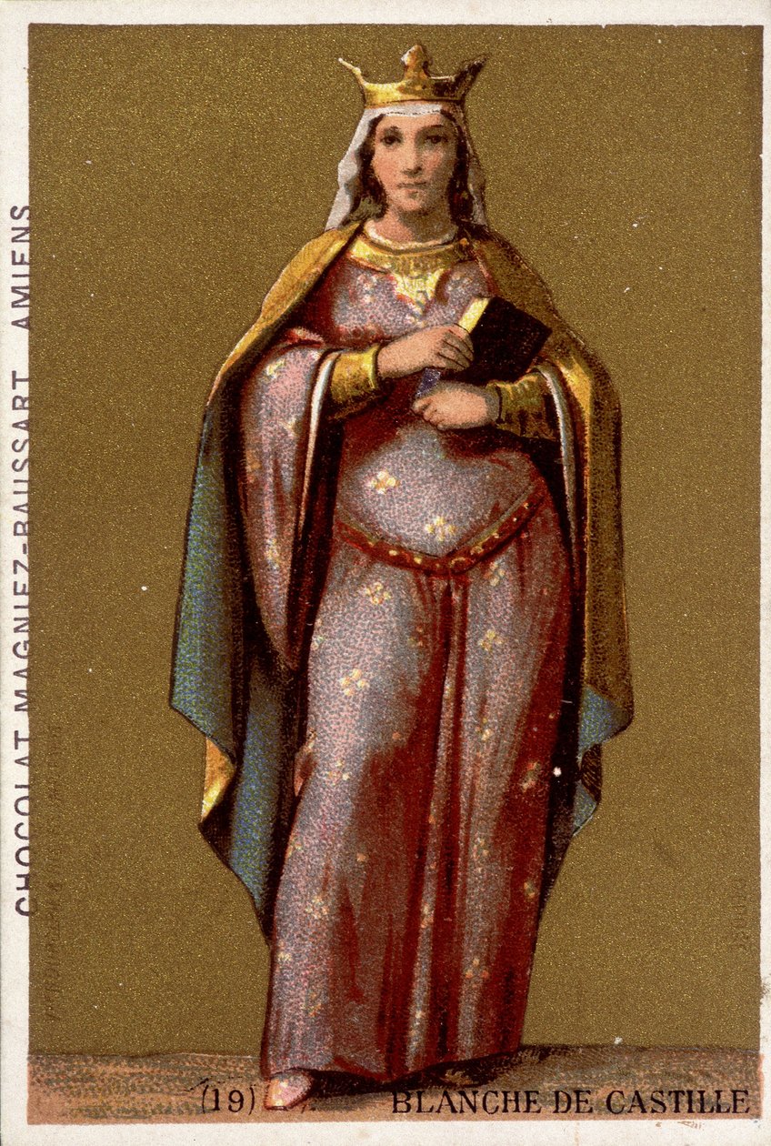 Porträtt av Blanche de Castille, drottning av Frankrike (1188-1252). av French School