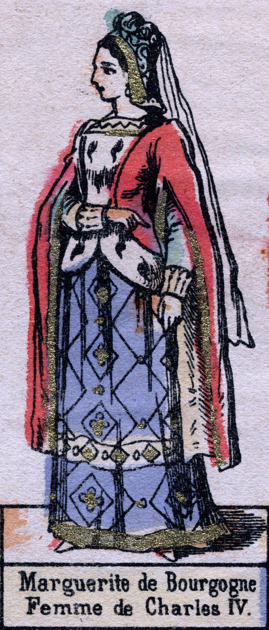 Porträtt av Blanche av Bourgogne (ca 1296-1326), fru till Karl IV av Frankrike. (Kapetiska dynasti). Illustration sent 1800-tal. av French School