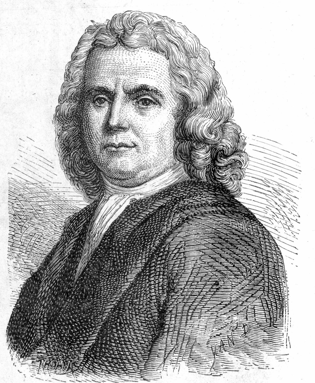 Porträtt av Boerhaave Hermann (1668 - 1738), holländsk läkare och kemist (anhängare av iatromekanismen) - i "" Vetenskapens album; berömda vetenskapsmän; Stora upptäckter””” 1896. av French School