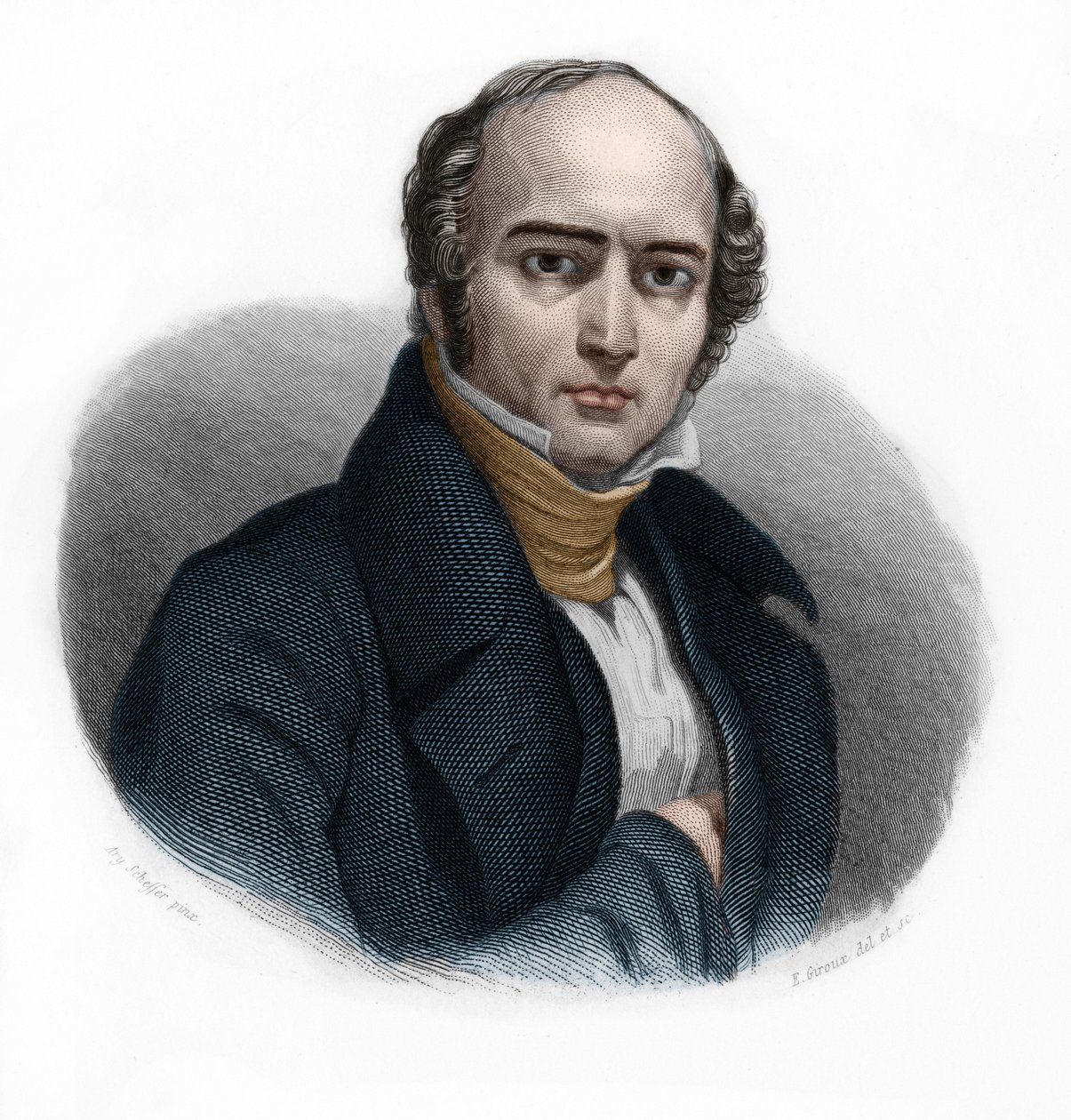 Porträtt av Camille Hyacinthe Odilon Barrot (1791-1873), fransk politiker. i "" LIBRE DES SPEAKERS"" av Louis de Cormenin Timon. 1842. Privat samling. av French School
