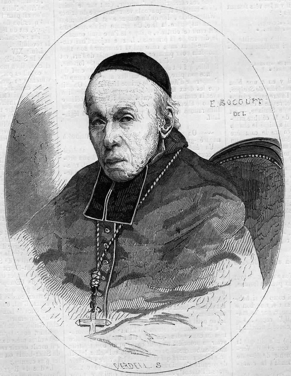Porträtt av kardinal Alexis Billiet (1783-1873), ärkebiskop av Chambery, Savoie (73). Gravyr i "" Den illustrerade världen"" nr 239 den 9 november av French School