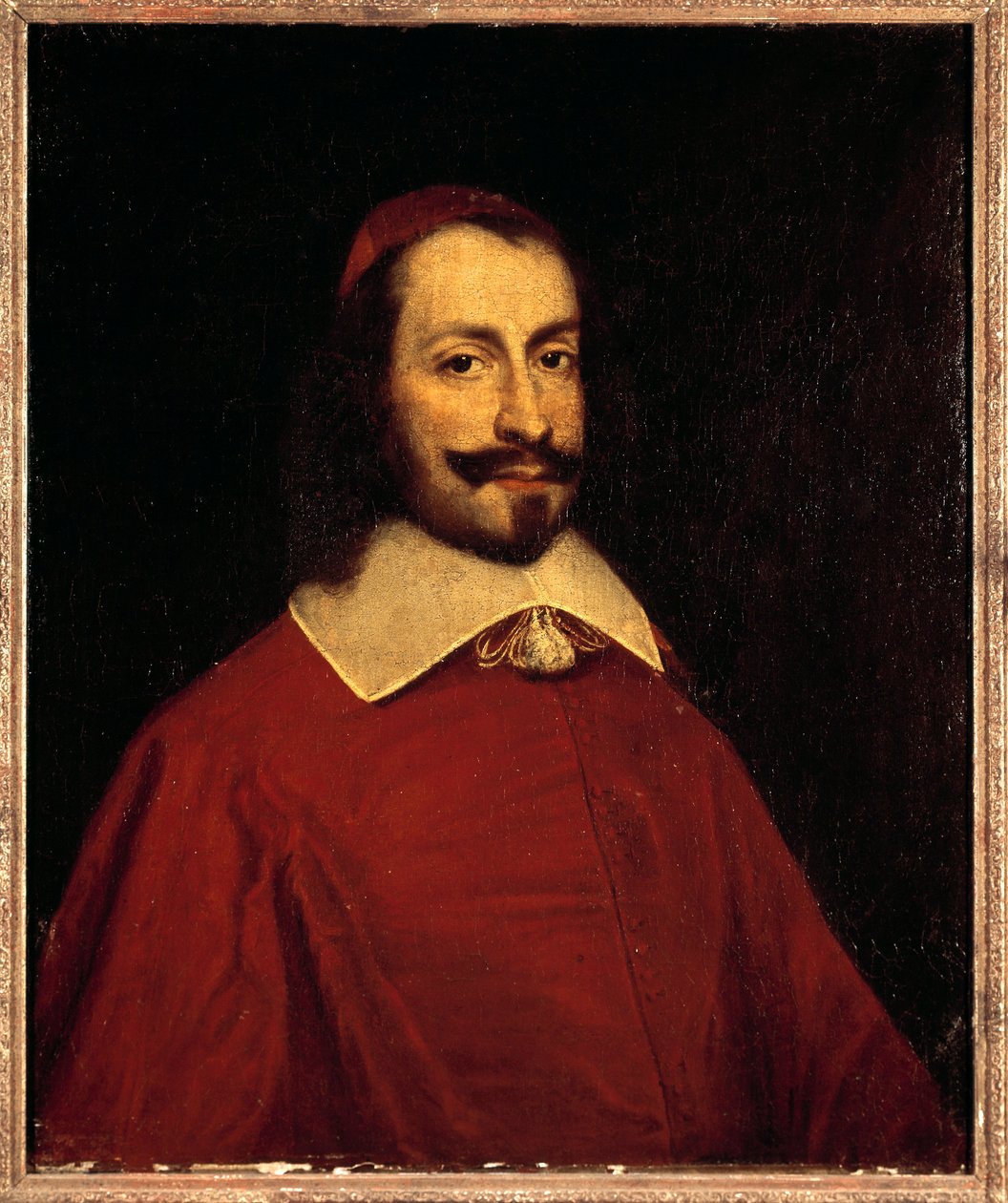 Porträtt av kardinal Jules Mazarin (1602-1661) (Giulio Raimondo Mazzarino eller Mazarino) Målning av den franska skolan på 1600-talet Sun. 0,74x0,6 m versailles, slottets museum av French School