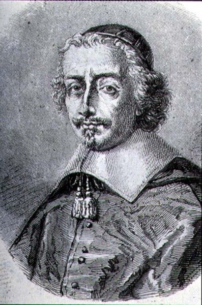 Porträtt av kardinal Mazarin (1602-61) (gravyr) av French School