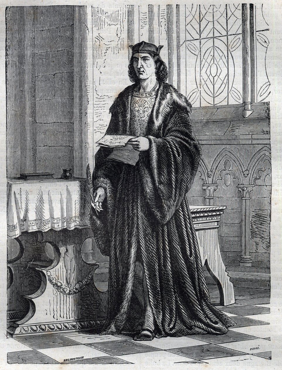 Porträtt av kardinal Pietro Carafa eller Caraffa eller John Peter Caraffa framtida påve Paul IV (Paolo IV 1476-1559) Gravyr i "" Påvarnas historia (...) Drottningens kung och kejsares brott genom århundradena" av Maurice Lachatre av French School