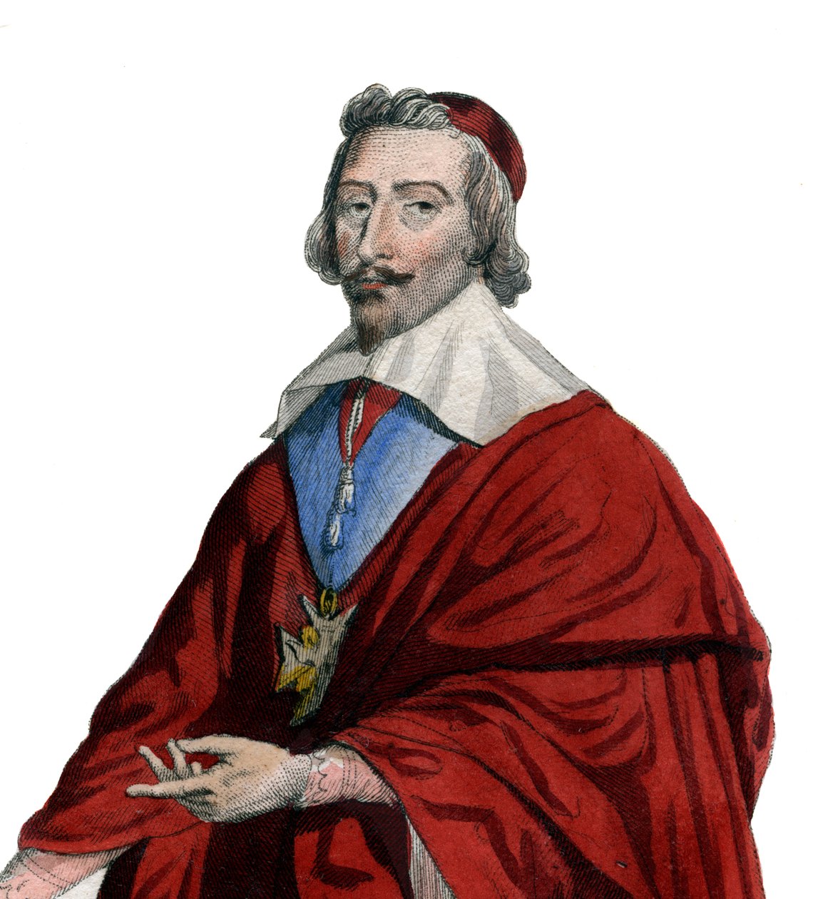Porträtt av kardinal Richelieu (Armand Jean du Plessis) (1585-1642), fransk präst, adelsman och statsman. av French School