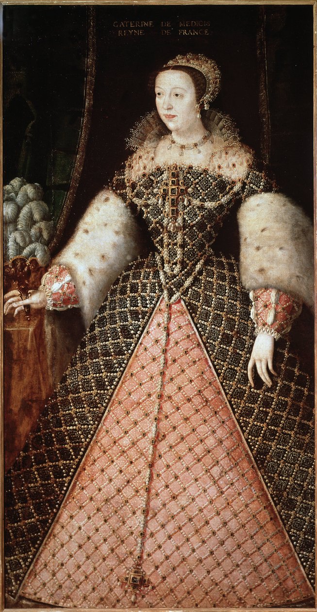 Porträtt av Catherine de Medicis - Målning av French School
