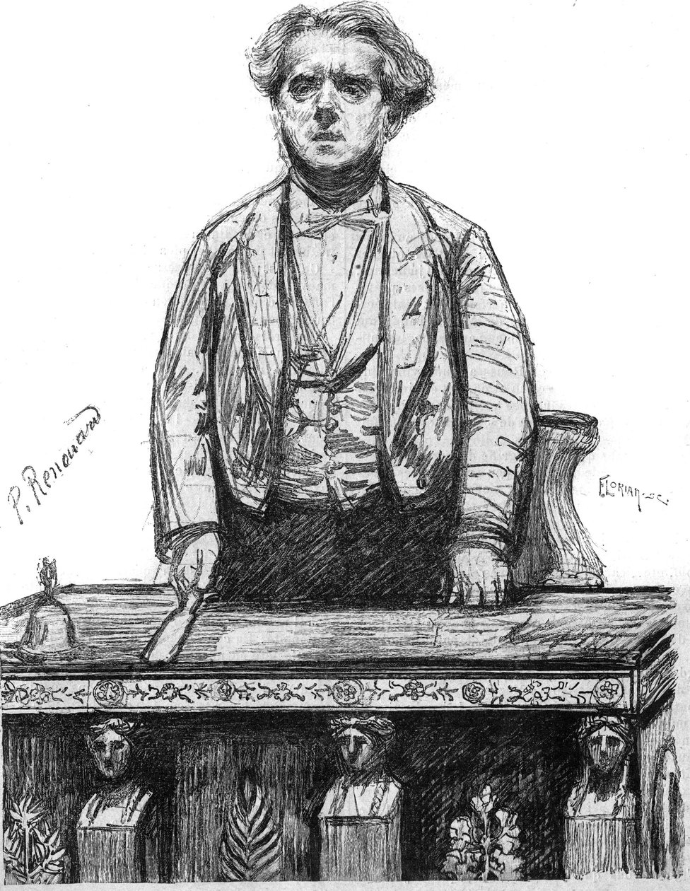 Porträtt av Charles Floquet (1828-1896), fransk advokat och politiker. Gravyr i "La gazette du dimanche"" av 16 januari av French School