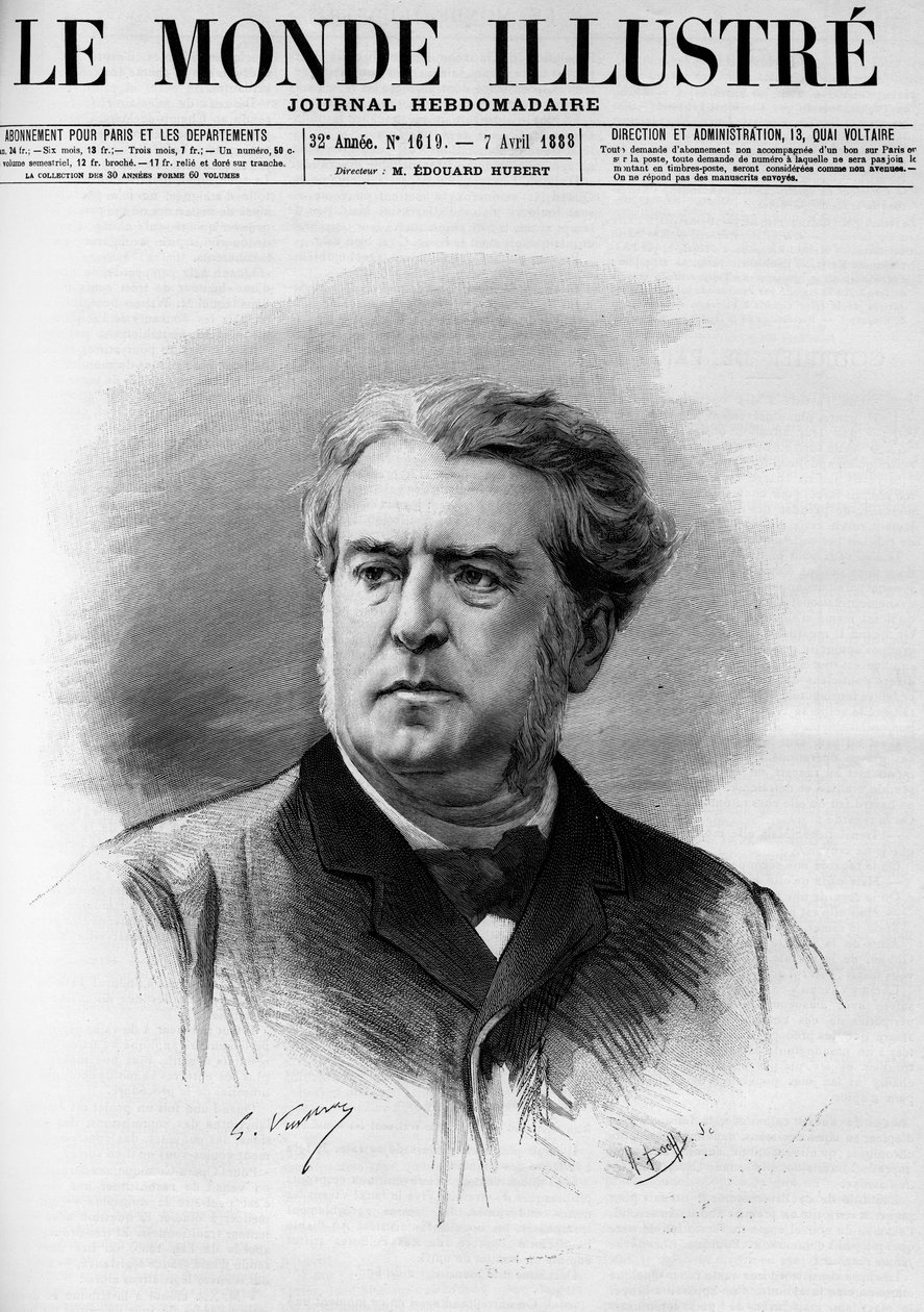 Porträtt av Charles Floquet (1828-1896), ordförande för ministerrådet från 1888 till 1889. I "The Illustrious World" 1888. av French School