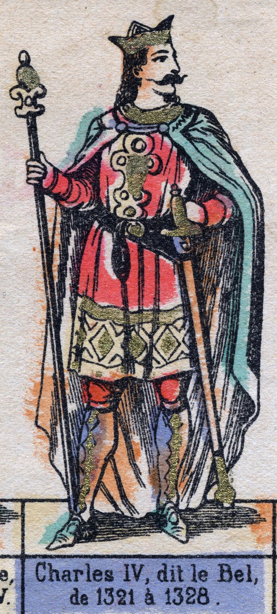 Porträtt av Karl IV av Frankrike, känd som Karl Bel (1294-1328) (kapeternas dynasti). Illustration sent 1800-tal. av French School