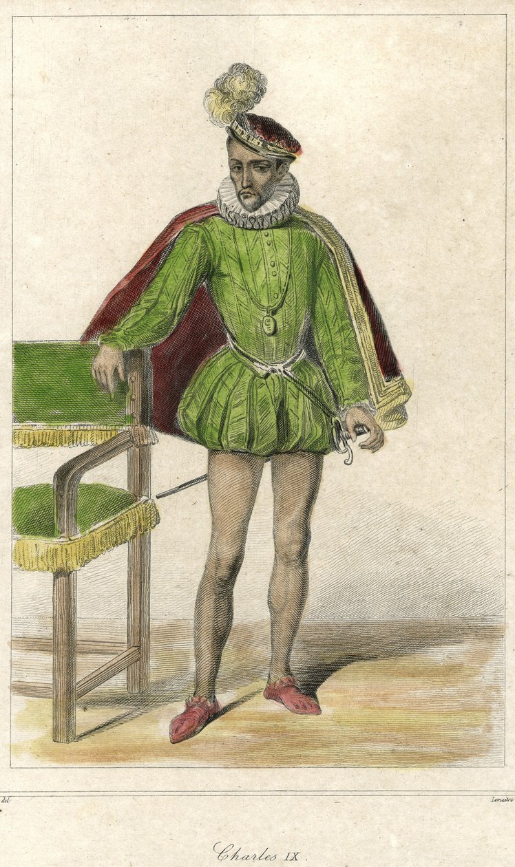 Porträtt av Karl IX (1550 - 1574), kung av Frankrike. av French School