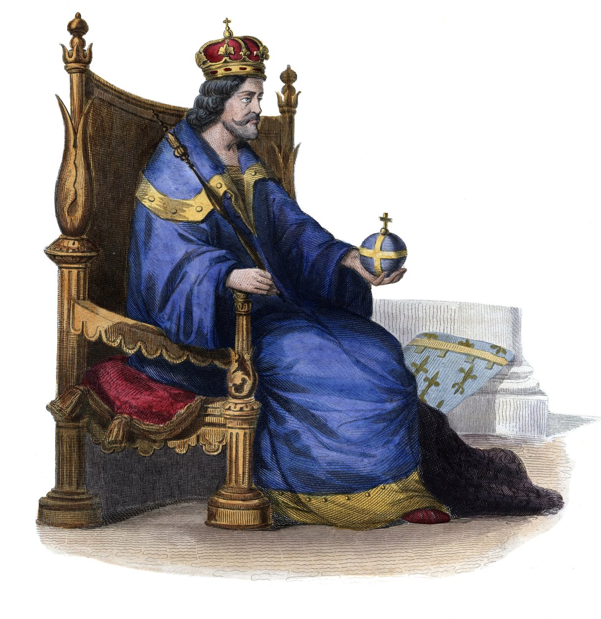 Porträtt av Karl I av Neapel (Karl av Anjou) (1227-1285), kung av Sicilien. av French School