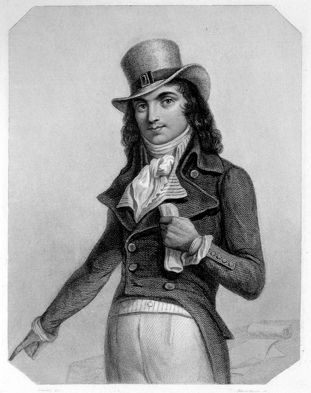 Porträtt av Charles Jean Marie Barbaroux (1767-1794), fransk politiker. I "The history of the Girondins"" av Lamartine av French School