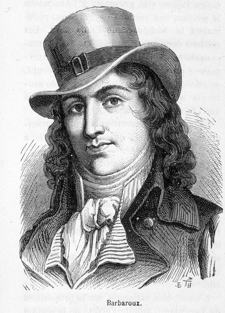 Porträtt av Charles Jean Marie Barbaroux (1767 - 1794), en fransk politiker som ledde Marseilleförbundet när Tuilerierna intogs 1792. av French School