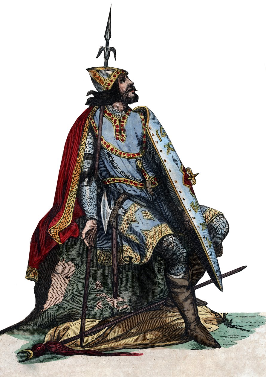 Porträtt av Charles Martel (688-741), frankisk militär och politisk ledare. av French School
