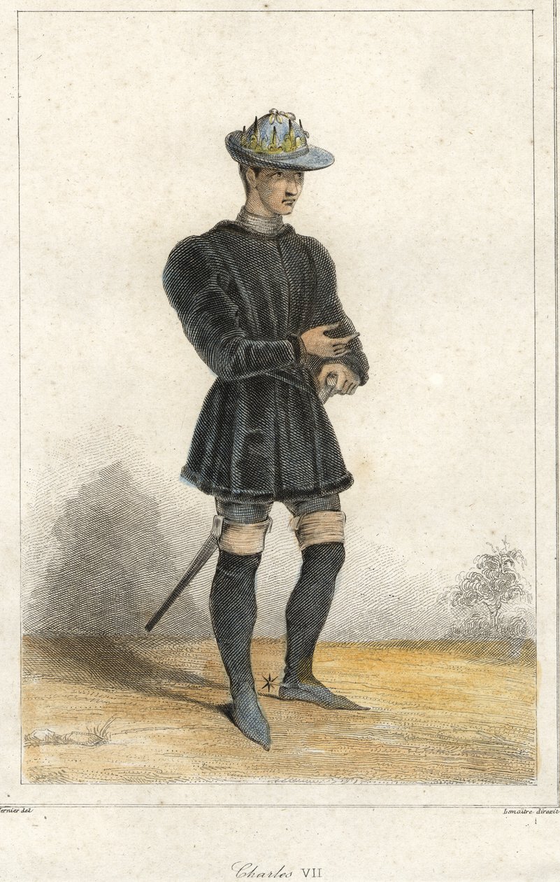 Porträtt av Karl VII (1403 - 1461), kung av Frankrike. av French School