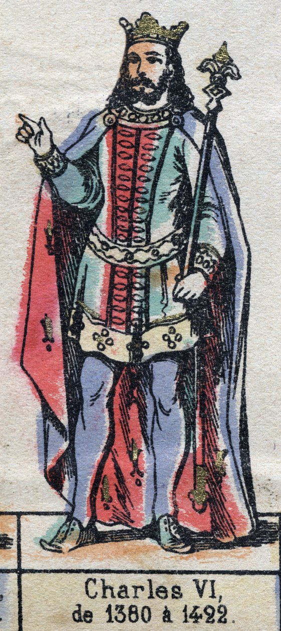 Porträtt av Karl VI av Frankrike, känd som Karl den gode Aime (1368-1422) (kapeternas dynasti). Illustration sent 1800-tal. av French School