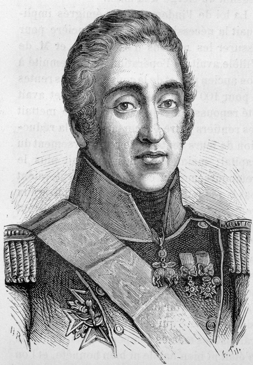 Porträtt av Karl X, kung av Frankrike (1757 - 1836) - i "" The History of France"" av Henri Martin av French School