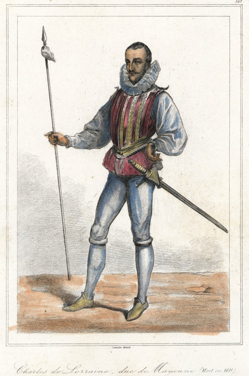 Porträtt av Charles de Lorraine, hertig av Mayenne (1554 - 1611), fransk prins. Efter Henri, hertig av Guise, var han chef för förbundet (1589). av French School