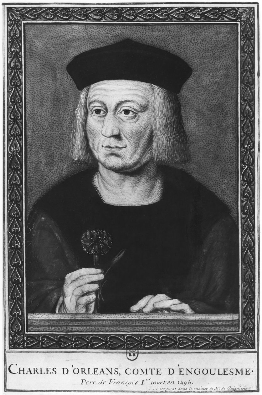 Porträtt av Charles av Orleans, greve av Angouleme, efter originalet från samlingen Roger de Gaignieres (wc på papper) av French School