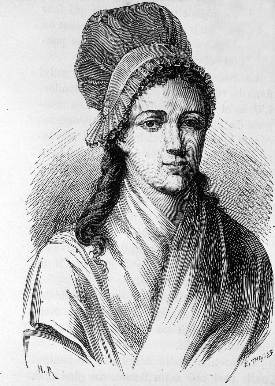 Porträtt av Charlotte Corday (1768 - 1793) - i "" The History of France"" av Henri Martin av French School