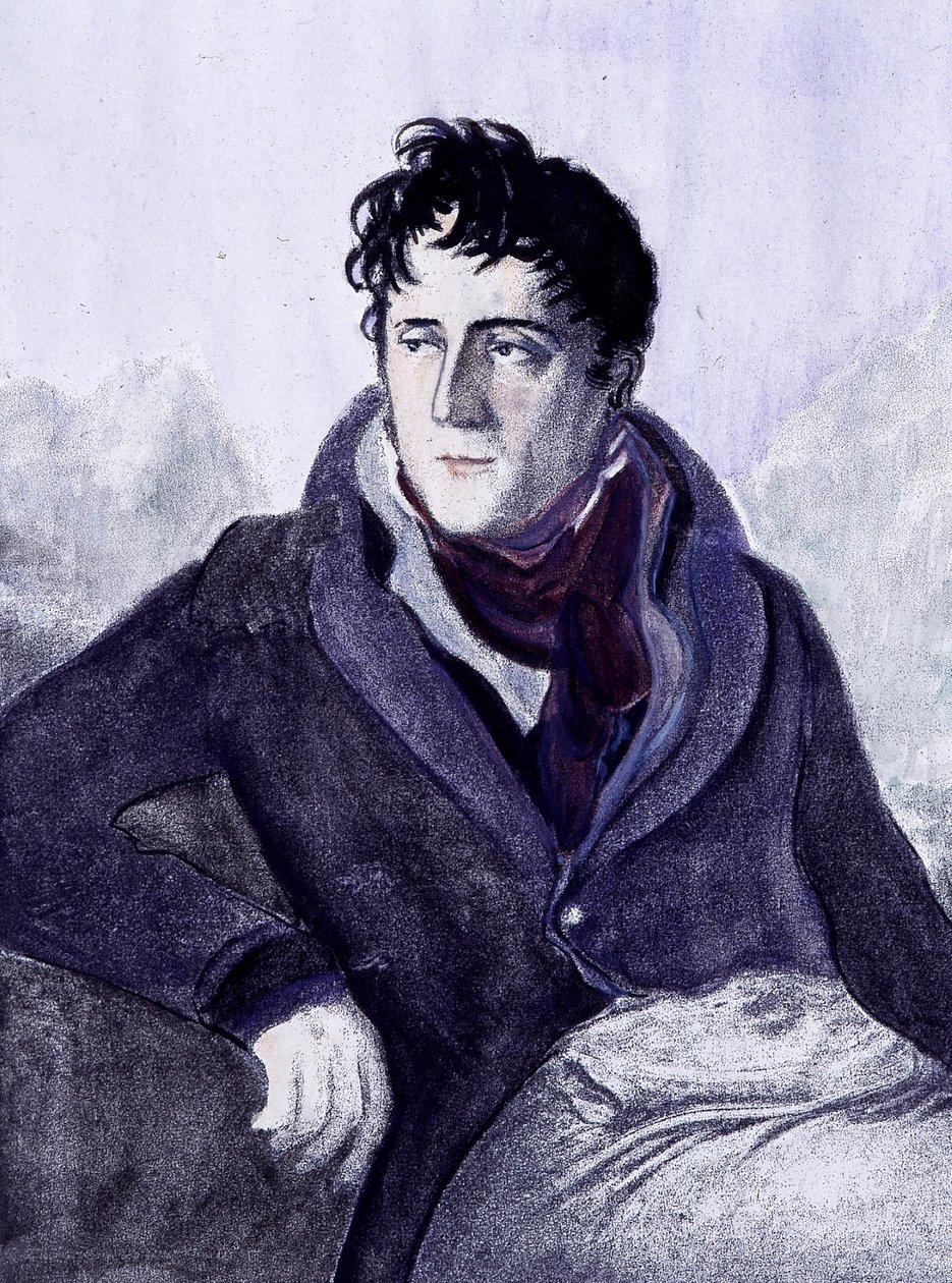 Porträtt av Chateaubriand. 1800-talsgravyr. av French School
