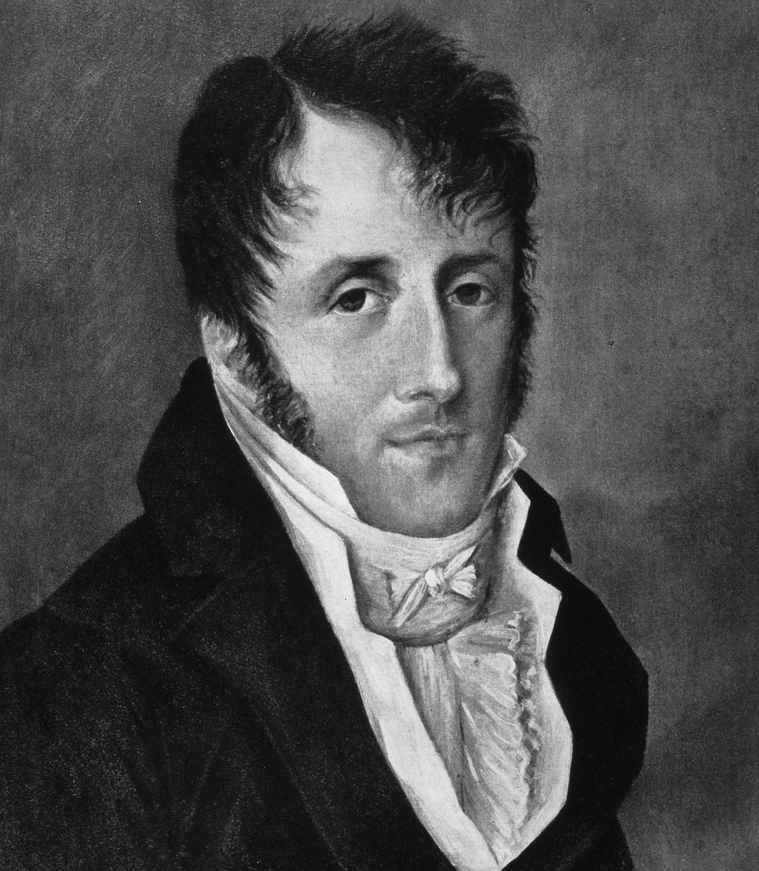 Porträtt av Chateaubriand. 1800-talsgravyr. av French School