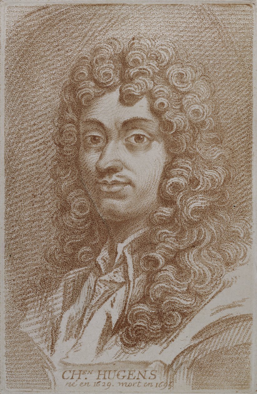 Porträtt av Christian Huygens (1629-95) från Histoire des Mathematiciens av Alexandre Saverien, mitten av 1700-talet av French School