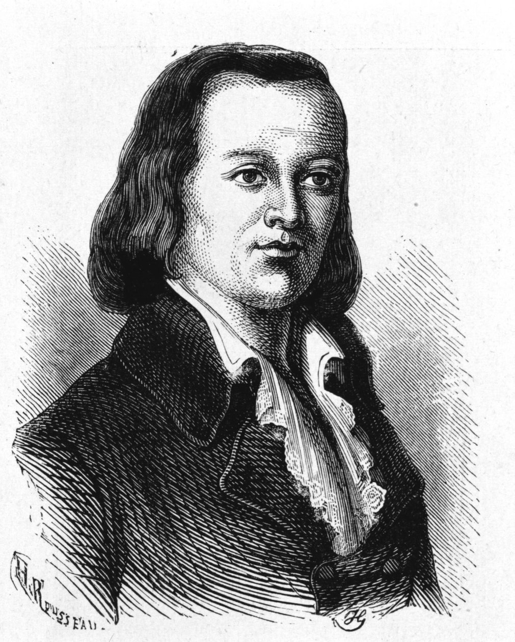 Porträtt av Claude Chappe (1765 - 1807), fransk ingenjör som gjorde den första flygtelegrafen - i "Album de la Science; berömda vetenskapsmän; Stora upptäckter””” 1896. av French School