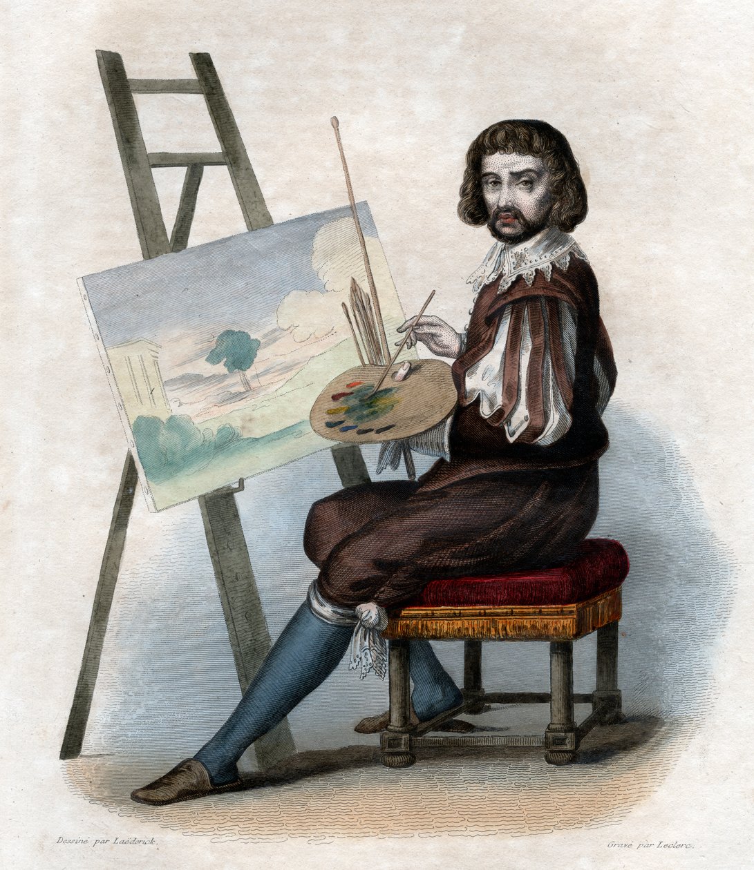 Porträtt av Claude Gellee kallad Le Lorrain (1600-1682), fransk målare. av French School