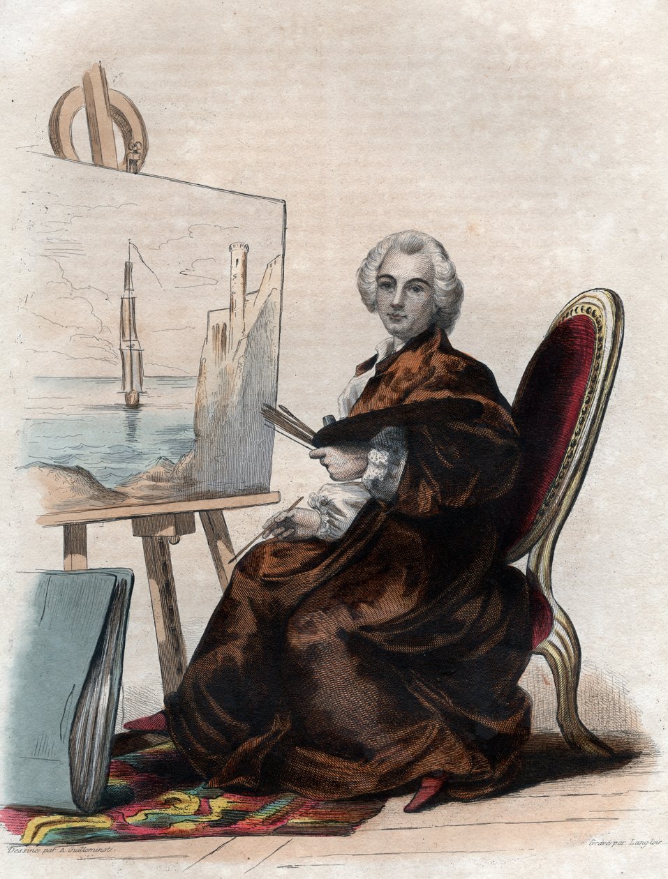 Porträtt av Claude Joseph Vernet (1714-1789), fransk målare av French School