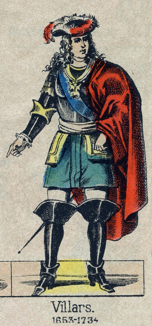 Porträtt av Claude Louis Hector de Villars (1653-1734), marechal av Frankrike. Bild på Epinal från slutet av 1800-talet. av French School