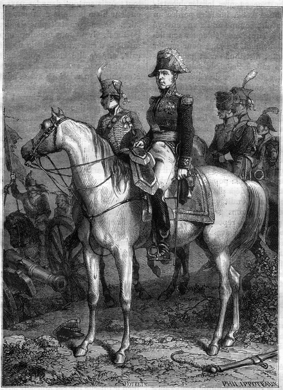 Porträtt av Claude Victor Perrin, dit Victor - marechal of Empire (1807), utnämnd till hertig av Bellune 1808 - i "History of the empire following the history of the consulat" av Adolphe Thiers - 1879 - privat samling av French School