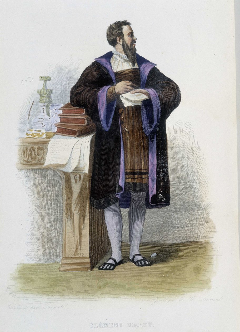 Porträtt av Clement des Marets dit Marot, fransk poet (1496-1544) - i "" Le Plutarque francais "", Ed. Mennechet av French School