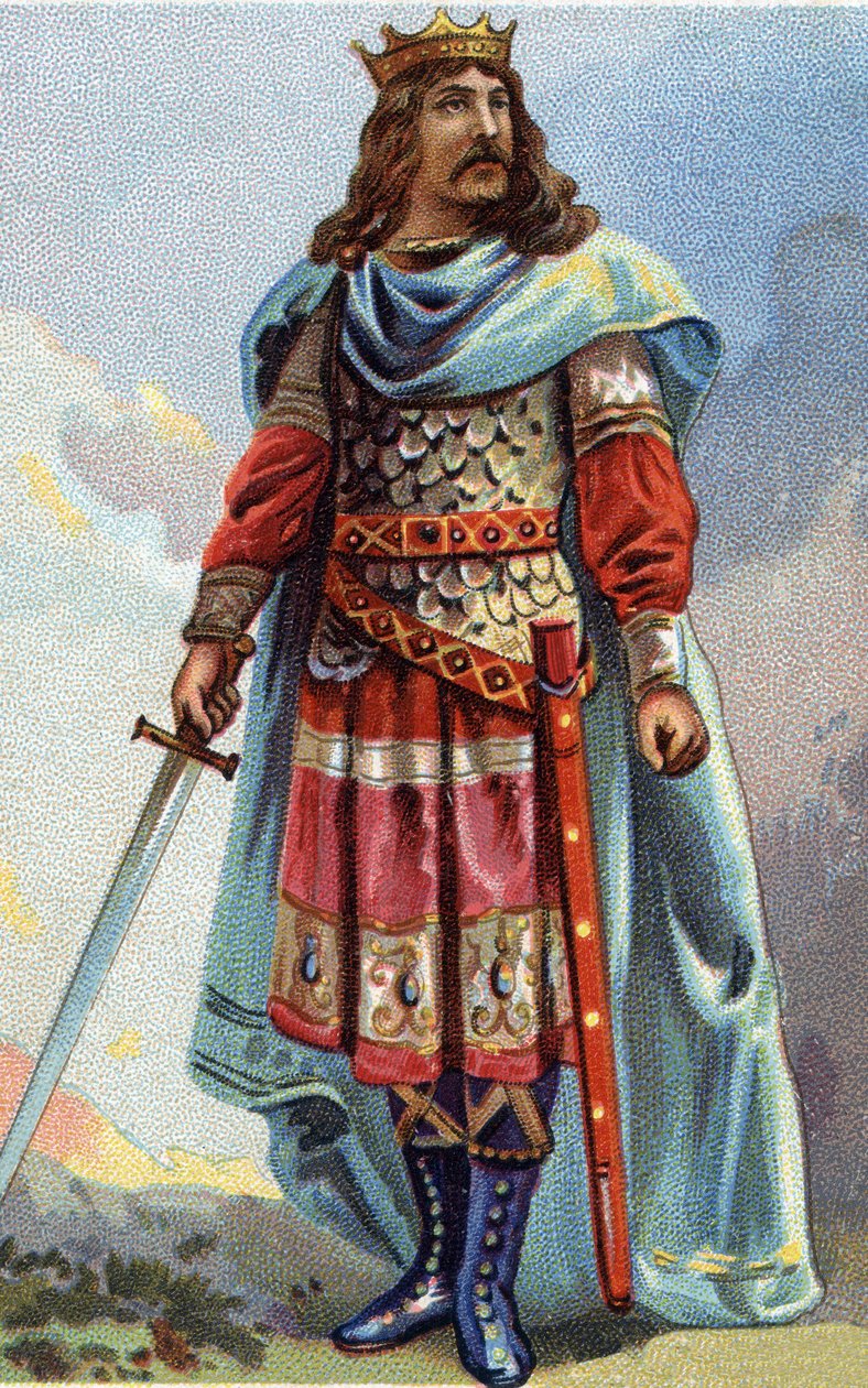 Porträtt av Clotaire (Clothaire) IV, frankernas kung från 716 till 718. Kromolitografi omkring 1890. av French School