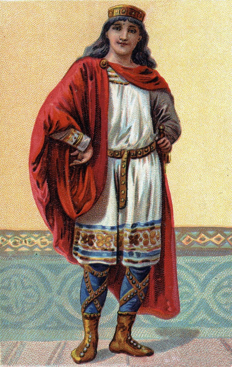 Porträtt av Clovis II, frankernas kung (v.633-657). av French School