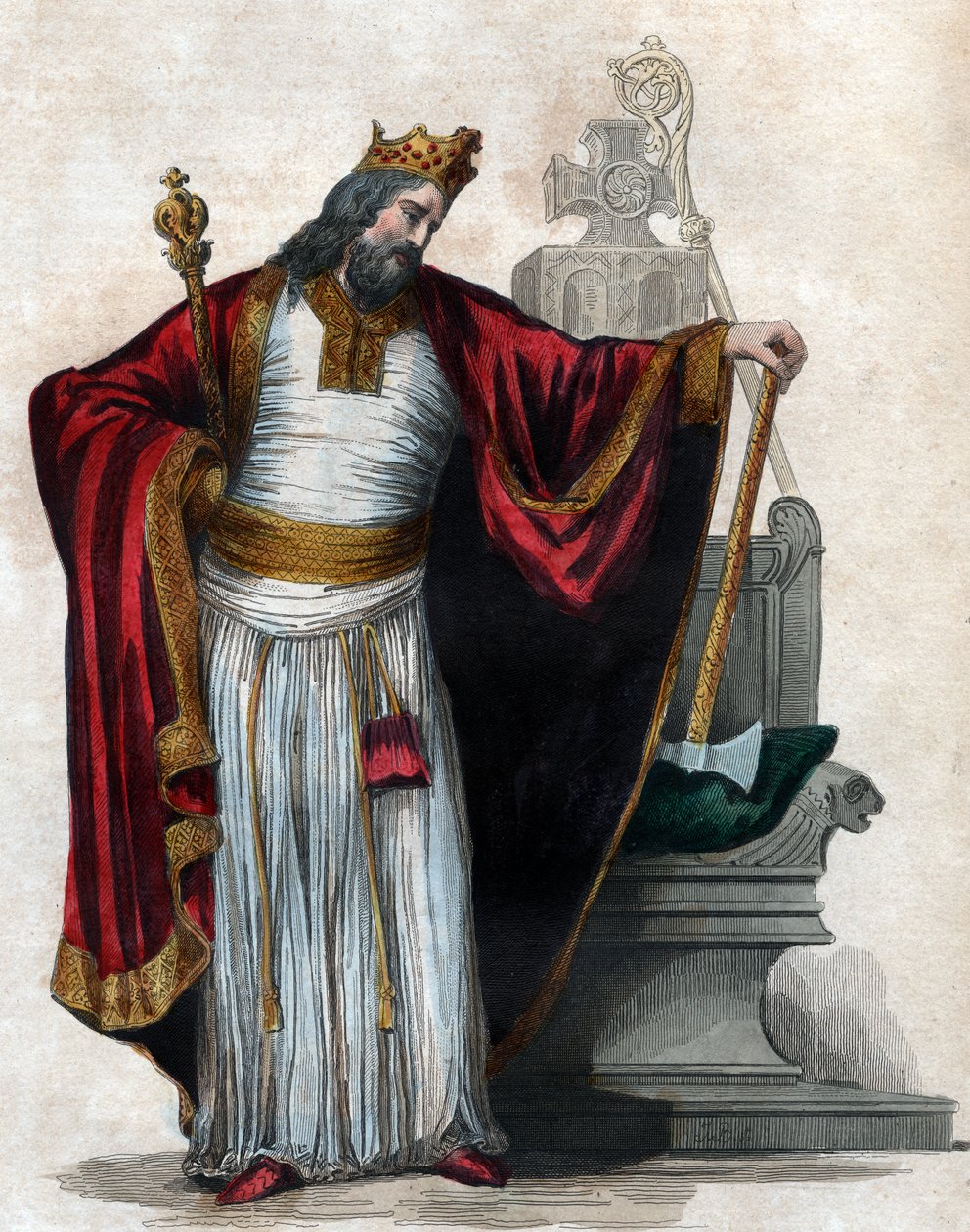 Porträtt av Clovis I (466-511), kung av frankerna. av French School