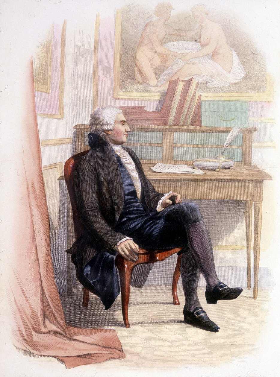 Porträtt av Condorcet - i "" Le Plutarch Français"". av French School