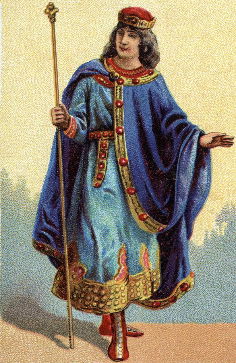 Porträtt av Dagobert II, frankernas kung från 711a 716. Kromolitografi omkring 1890. av French School
