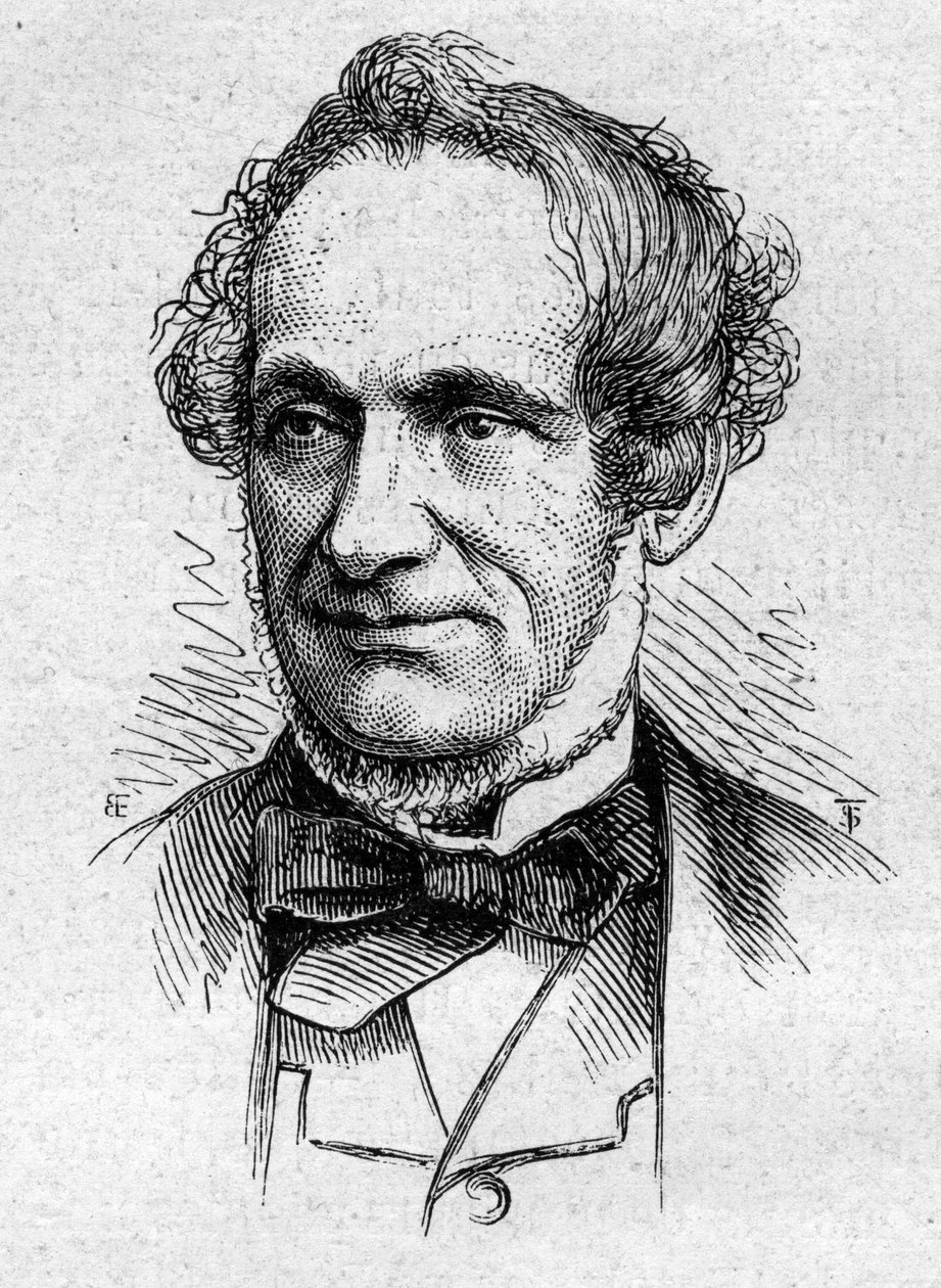 Porträtt av Desire Nisard (1806-1888), fransk essäist och akademiker. Gravyr i "" Le Monde Illustré"" nr 883 av 14 mars 1874. av French School