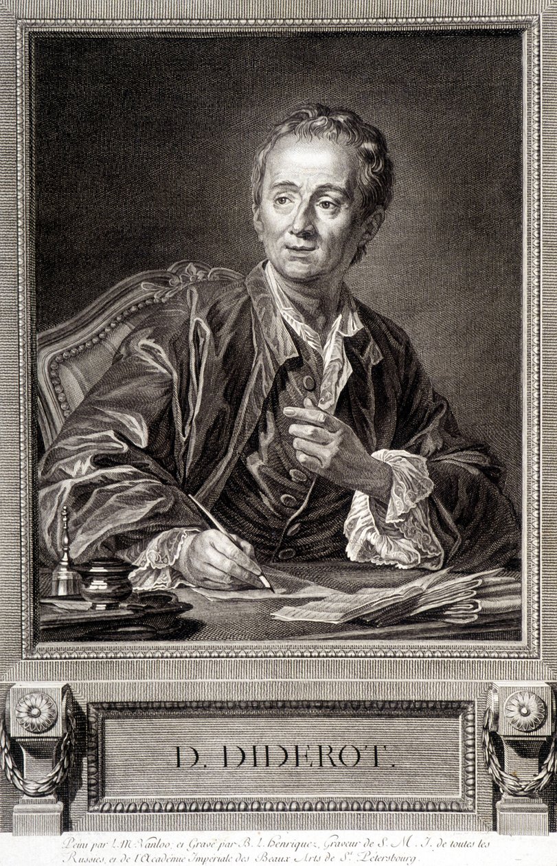 Porträtt av Diderot från Encyclopedia of Diderot and Alembert av French School