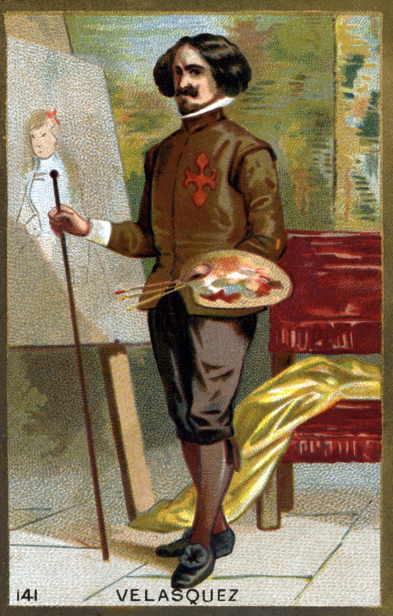 Porträtt av Diego Rodriguez de Silva y Velazquez dit Diego Velasquez (1599-1660). Kromolitografi från slutet av 1800-talet. av French School