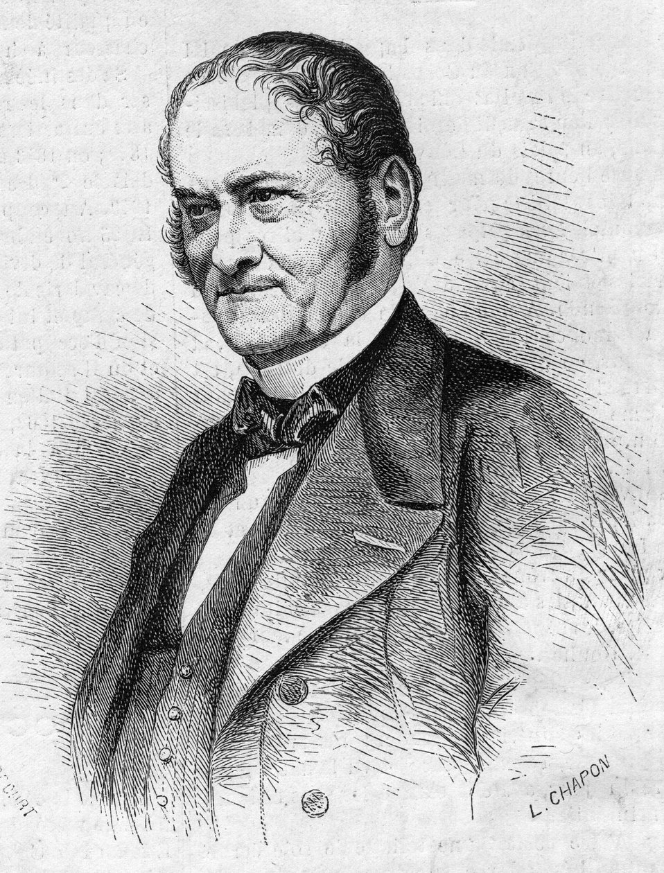 Porträtt av Dr Jules Cabarrus (1801-1870), fransk läkare. Gravyr i "" Le Monde Illustré"" nr 685 av 28 maj 1870. av French School