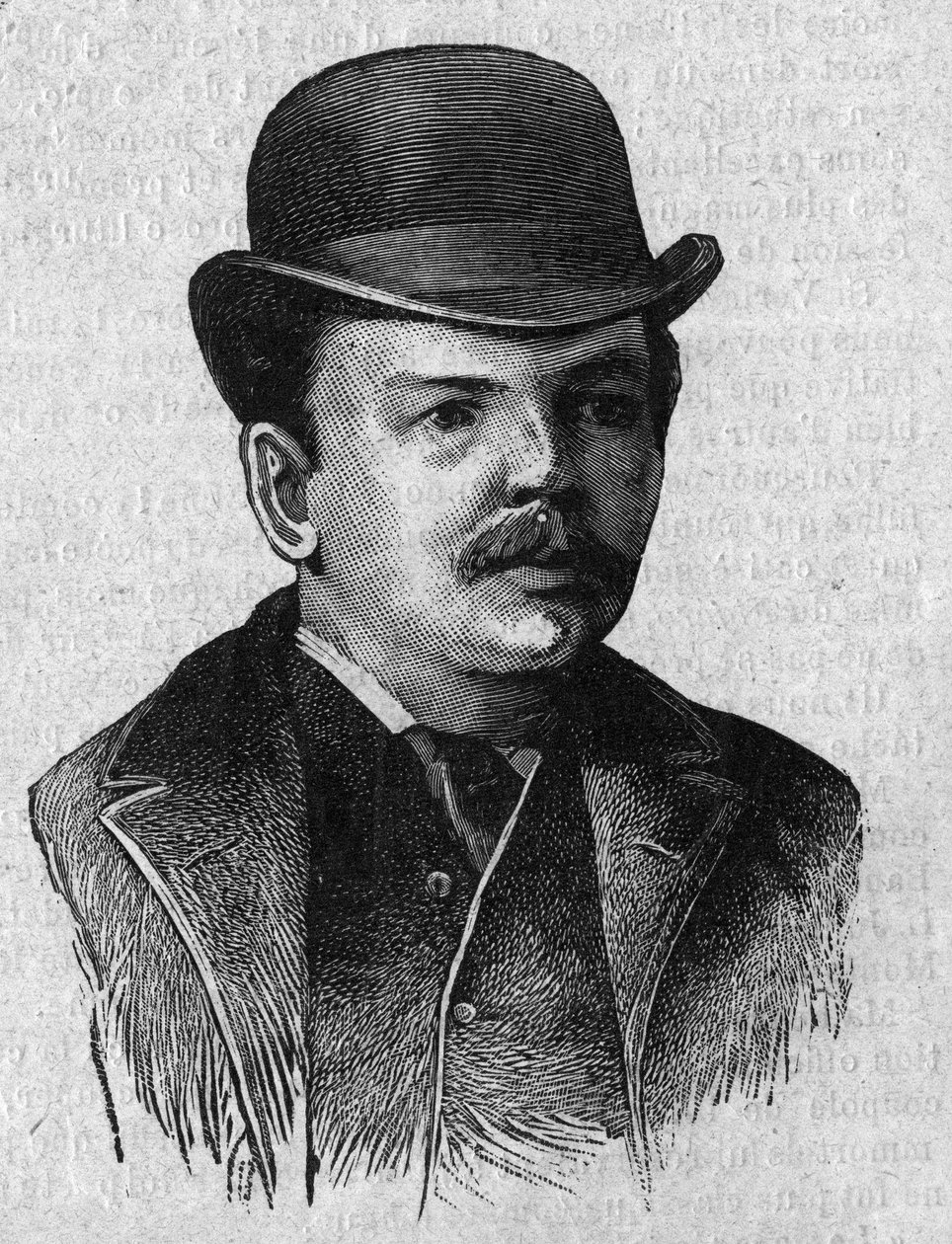 Porträtt av Dr. Leander Starr Jameson (1853-1917), brittisk premiärminister för Kapkolonin i Sydafrika (Transvaal). Gravyr i "La gazette du dimanche"" av 16 januari av French School