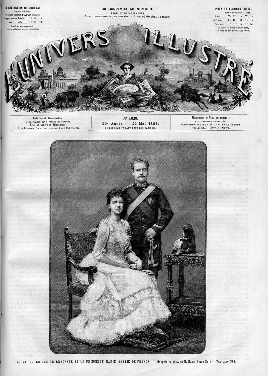 Porträtt av hertig Charles Ferdinand av Bragance (1863-1908) och prinsessan av Frankrike Marie Amelie d