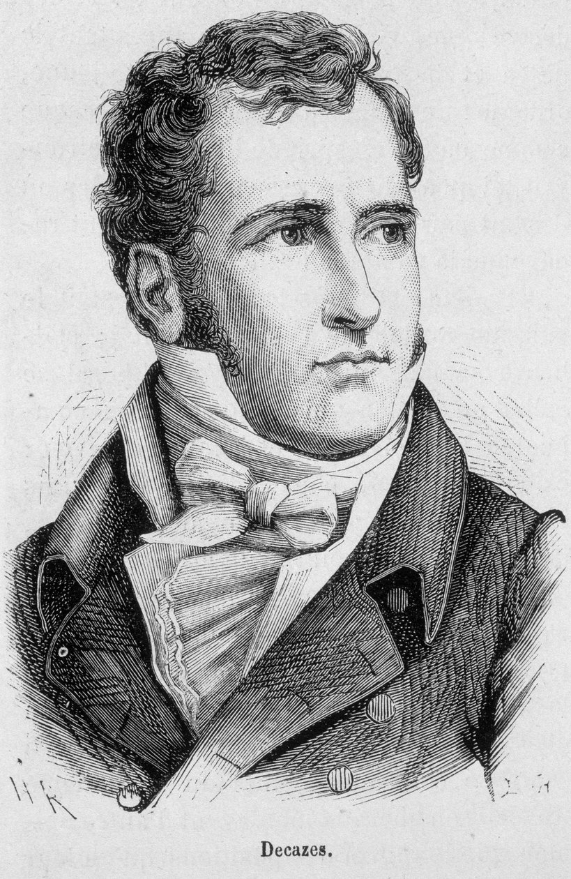 Porträtt av Elie Duc de Decazes och Gl¿cksberg (1780 - 1860), fransk politiker - i "The History of France" av Henri Martin av French School