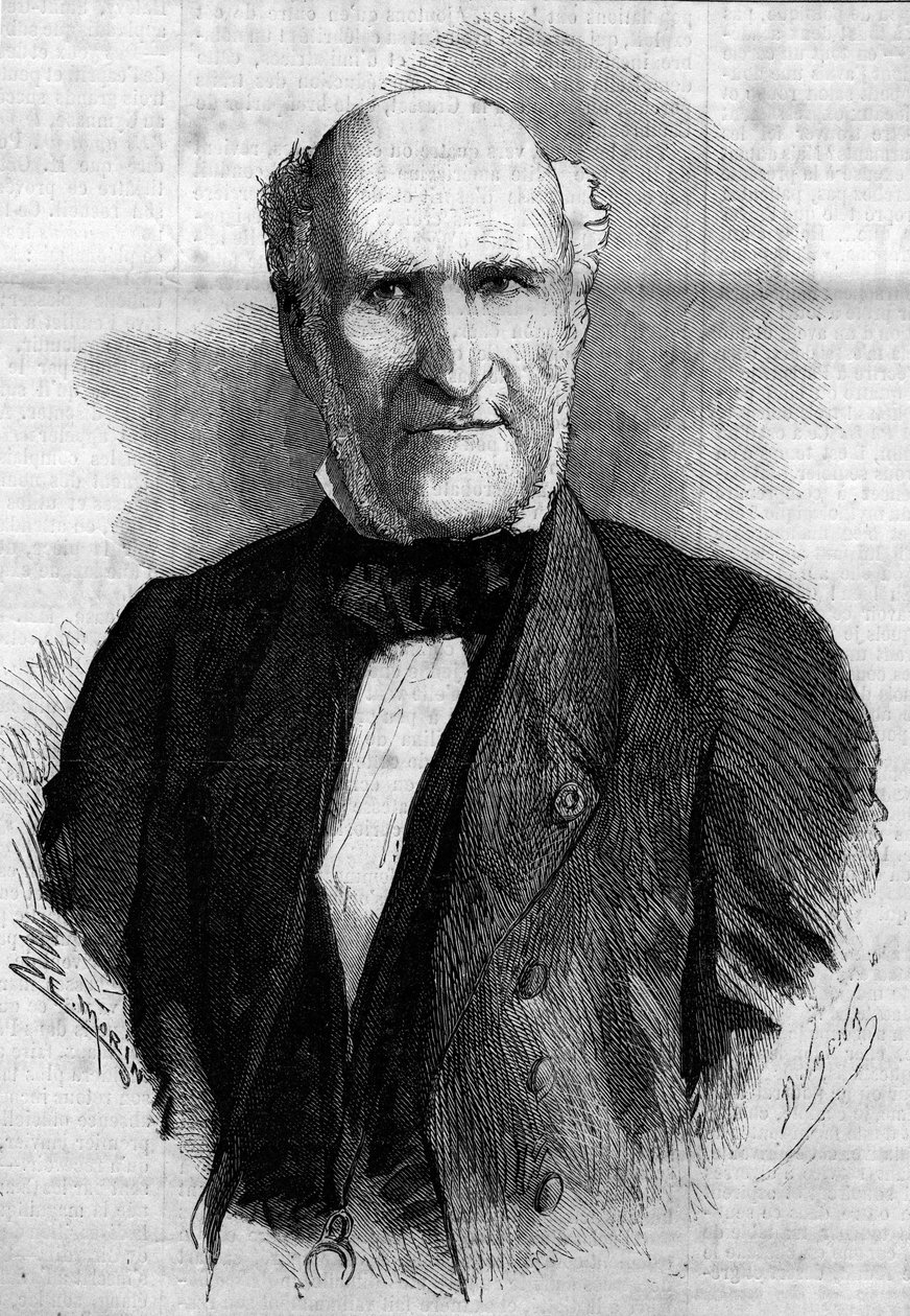 Porträtt av Elie hertig av Decazes och Glucksberg (1780 - 1860), fransk advokat och politiker. Gravyr i "" Le Monde Illustré"" nr 186 av 3 november 1860. av French School