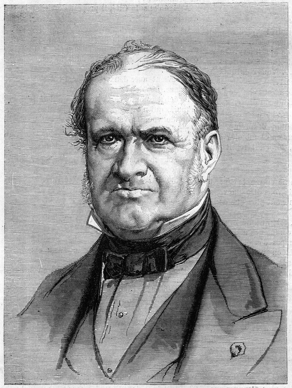 Porträtt av Elie de Beaumont (1798-1874), fransk geolog. Gravyr i "" Le Monde Illustré"" nr 912 den 3 oktober av French School