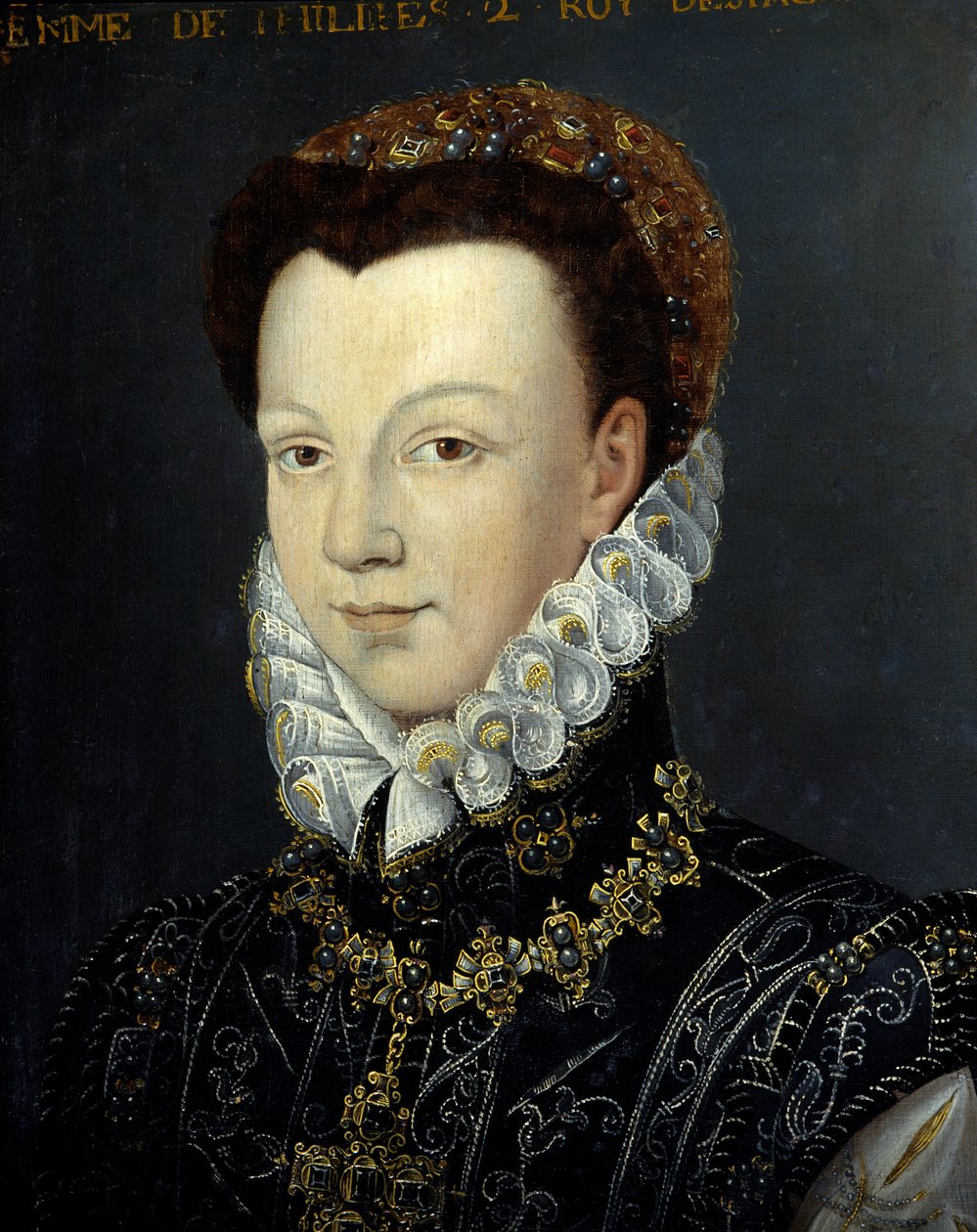 Porträtt av Elisabeth de Valois (eller Elisabeth av Frankrike av French School