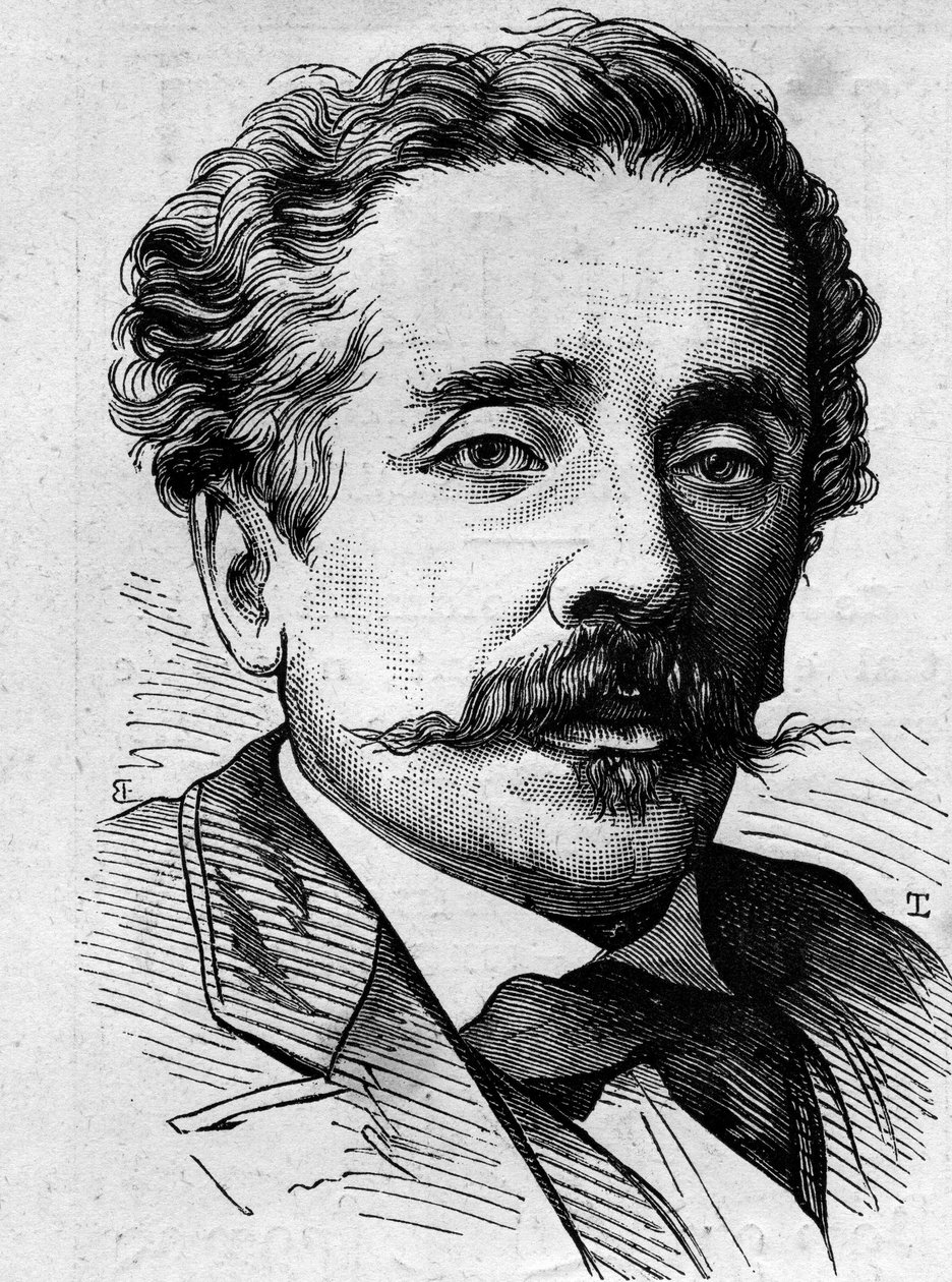 Porträtt av Ernest Lacan (1829-1879), fransk journalist och författare. Gravyr i "" Le Monde Illustré"" nr 1141 den 8 februari av French School